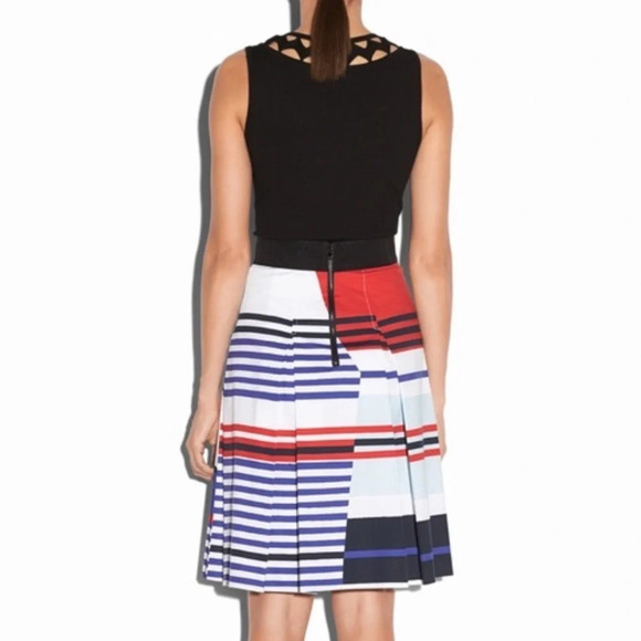 Marina stripe Milly pleated nautical skirt 4 Anthropologie - Picture 2 of 2